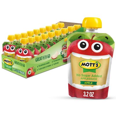 Mott's No Sugar Added Applesauce, 90 mL, Clear, 18 Count