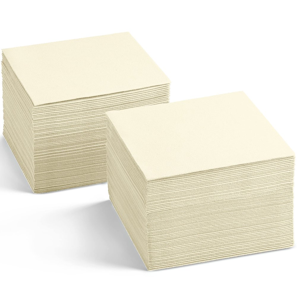 Linen-Texture Cocktail Napkins, Cream, 200 Count