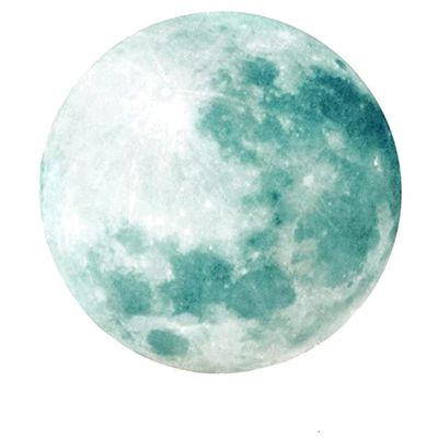 Glow-in-the-Dark Moon Wall Sticker, Green, Removable, PVC