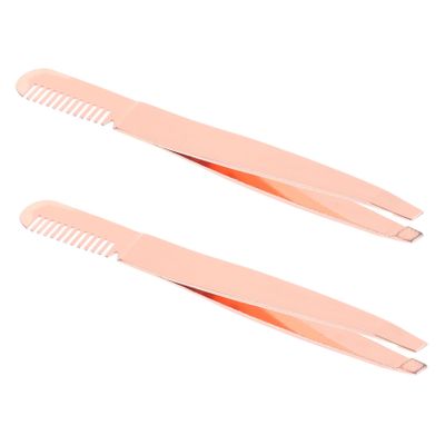 FRCOLOR 2-Piece Stainless Steel Eyebrow and Precision Tweezers with Comb End