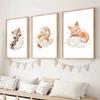 Boys' Nursery Wall Art with Animals, Clouds and Owl – Beige Boho Canvas Poster view 2