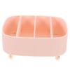 Pink Makeup Organizer Box with Four Compartments and Desktop Tray view 1