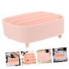 Pink Makeup Organizer Box with Four Compartments and Desktop Tray view 2