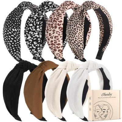 obeoby Women's Headbands, 8-Pack, Leopard Knot Headbands for Women and Girls