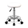 ZHOUXIAO White PU Leather Round Rolling Stool with Footrest view 1