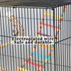 sjdoPulse Black Iron Bird Cage with Feeding Box, Stand, Perch and Separate Mesh Compartment, 60 cm view 4