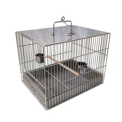 Sturdy Square Stainless Steel Bird Cage with Bath Tray