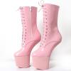 RJXGECUF 20 cm Heel-Less Platform Ankle Boots, Mirrored Patent Leather Pole Dance Shoes, Pink, Size 36 view 2