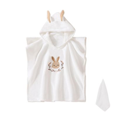 HAGOT Baby Bath Poncho with Hood, 0–3 Years, White