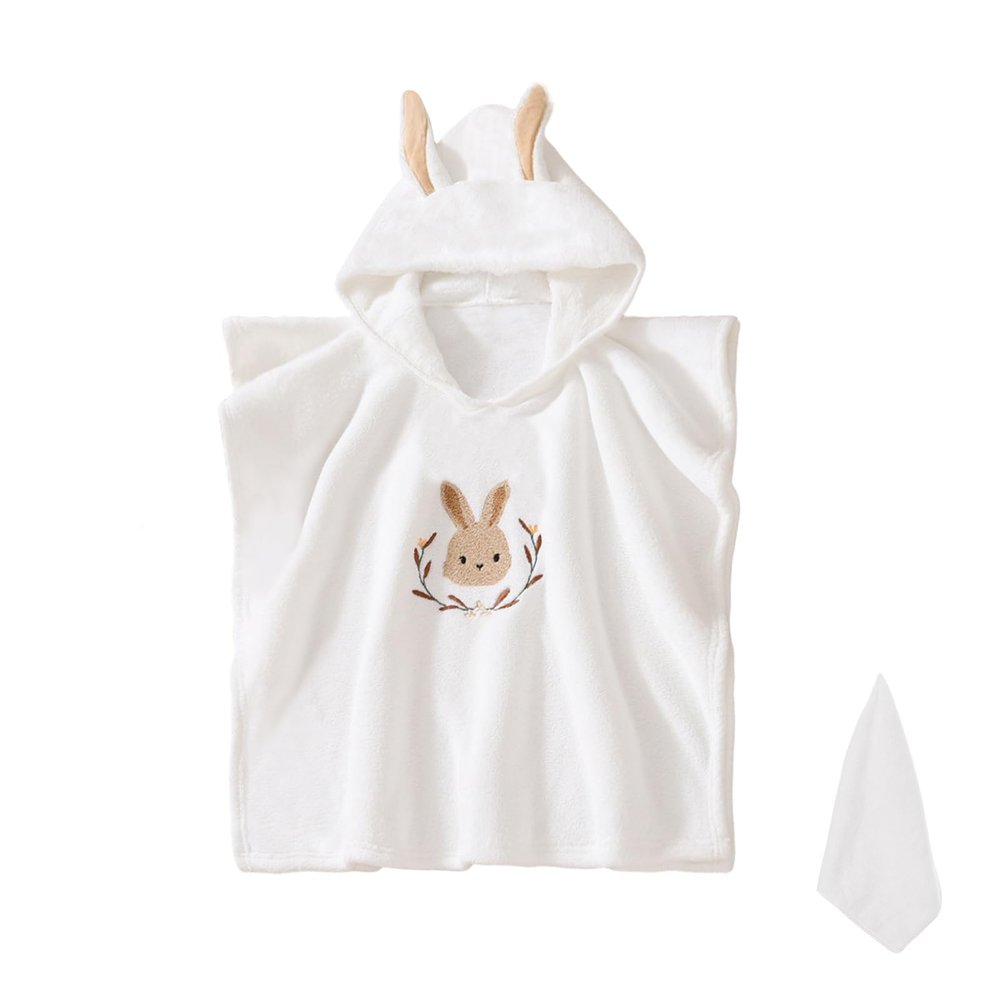 HAGOT Baby Bath Poncho with Hood, 0–3 Years, White