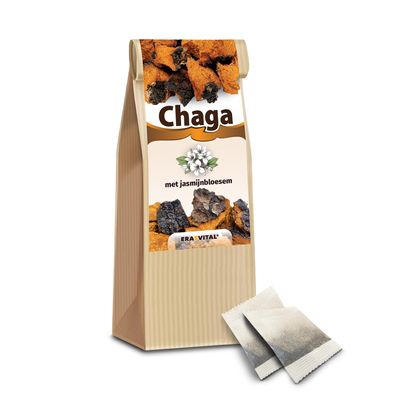 Chaga Mushroom with Jasmine Flowers, 60 x 1 g Bags, Wild-Harvested, Gently Dried, Vegan, with Recipe Booklet