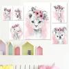 BeiYiHo Personalized Pink Animal Poster for Nursery, 30 x 40 cm, Unframed view 2
