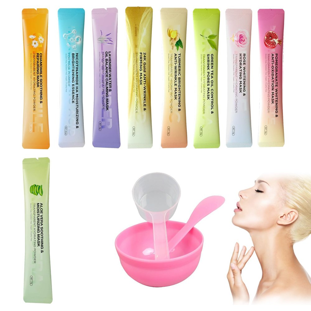 Jelly Soft Mask Powder Set, 9 Pieces, DIY Peel-Off Facial Mask with Accessories