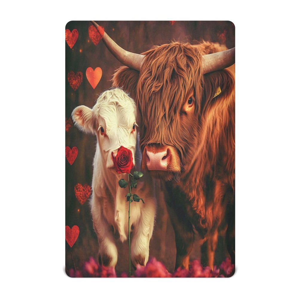 JUMBEAR Fitted Crib Sheet with Cute Highland Cow Basket Design