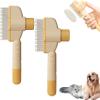 Self-Cleaning Flea Comb Grooming Brush for Cats and Dogs, Yellow, 2-Piece view 1