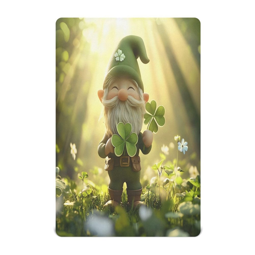JUMBEAR St. Patrick's Day Fitted Crib Sheet with Cute Gnome Basket