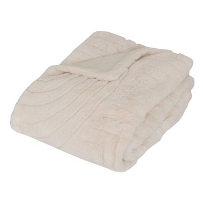 Atmosphera Arka Jacquard Faux Fur Throw, Ivory, 230 x 180 cm