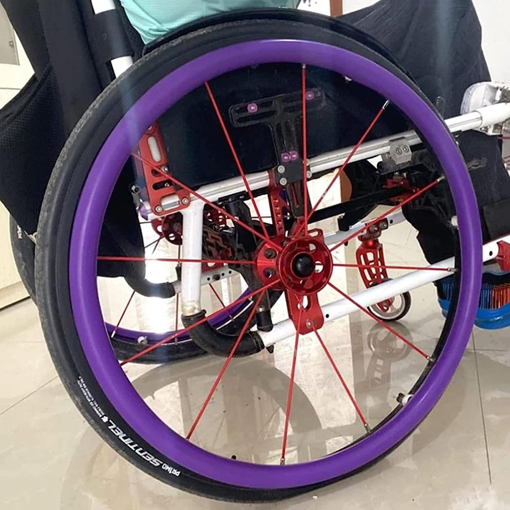 Wheelchair Grip Rim Covers, 1 Pair, for 22/24-Inch Rear Wheels, Silicone, Non-Slip, Wear-Resistant, 22-Inch