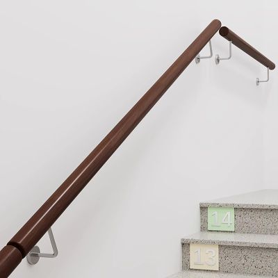 Wooden Wall-Mounted Stair Handrail, Walnut, 2.8 m