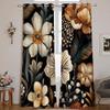 Black Vintage Floral Blackout Curtains for Kids’ Room, 2-Piece Set, 158 x 132 cm view 3