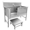 120 cm Stainless Steel Dog Grooming Bath Station with Faucet view 1