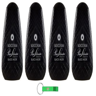 4x Pino Silvestre Classico Black Musk Shower Gel/Bath Foam, 750 ml + Free Beni Culinari Keychain