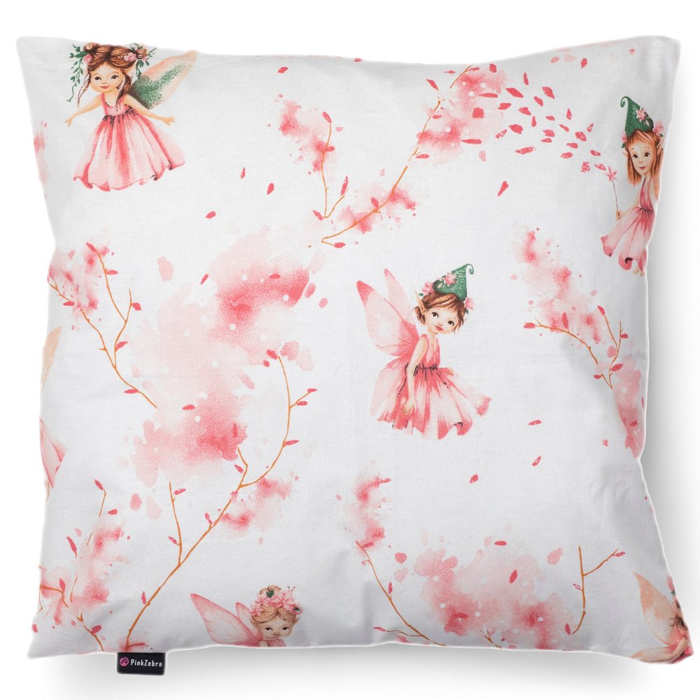 PinkZebra 80 x 80 cm Pillowcase, 100% Cotton, Pink Fairy