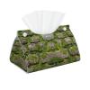 Tissue Box Cover with Moss Stone and Paving Stone Print, Leather, Long, Cute Decorative Organizer for Bathroom, Bedroom, Office, or Car view 1