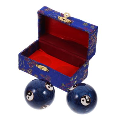 2-Piece Iron Hand Massage Balls, Blue Massage Balls for Hand Exercises