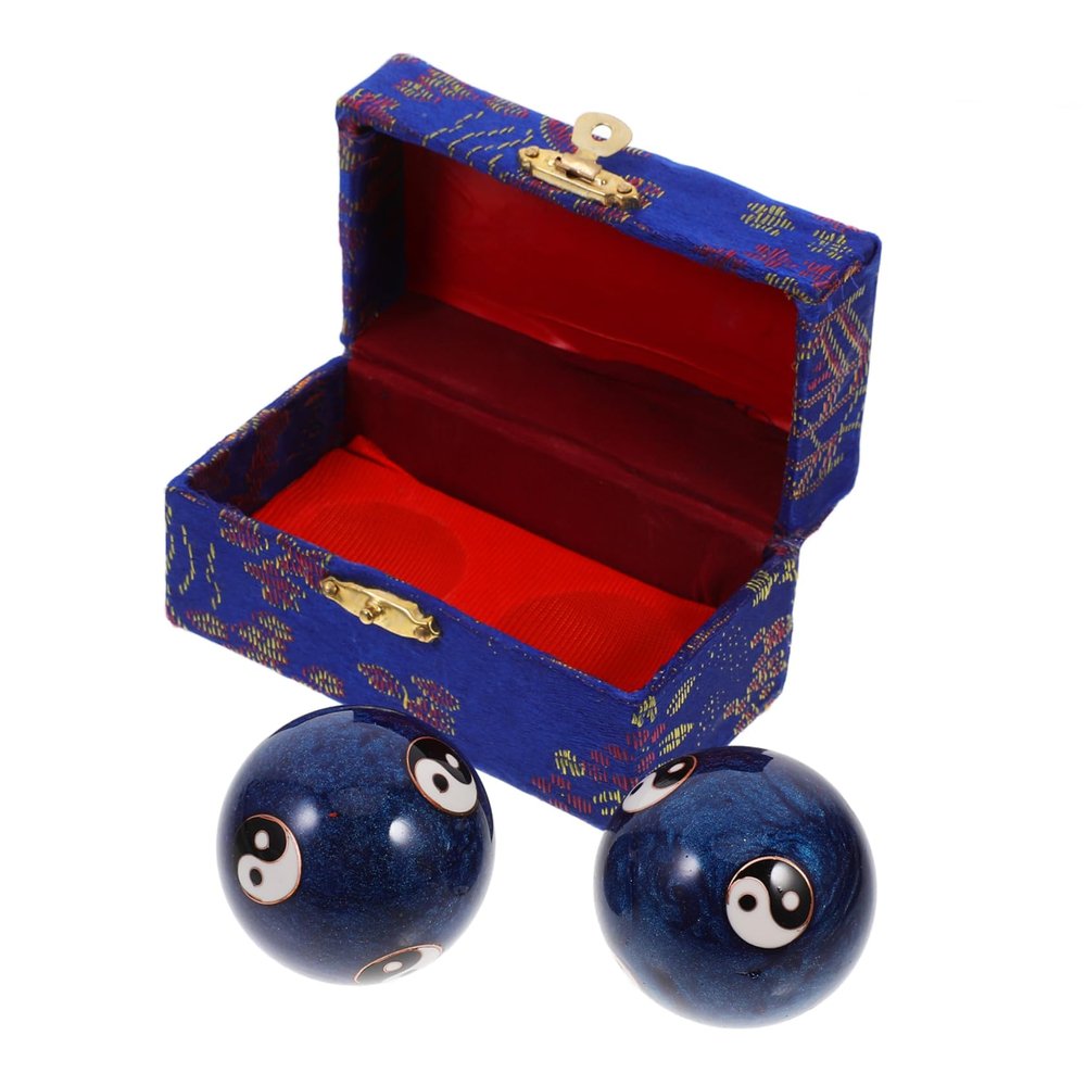 2-Piece Iron Hand Massage Balls, Blue Massage Balls for Hand Exercises