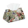 Long Printed Faux Leather Tissue Box Cover with Floral and Bird Design view 1