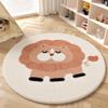 Round Kids' Rug for Nursery, Bedroom and Living Room, Unicorn/Lion, Cream 2, 120 x 120 cm view 1
