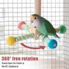 360° Rotating Bird Perch Toy with Wooden Wheels view 2