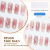 GlamRays Long Square Pink 3D Press-On Nails, 24-Piece Set view 3