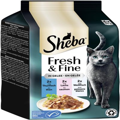 SHEBA Fresh & Fine Multipack in Jelly with Tuna and Salmon MSC 6 x 50g