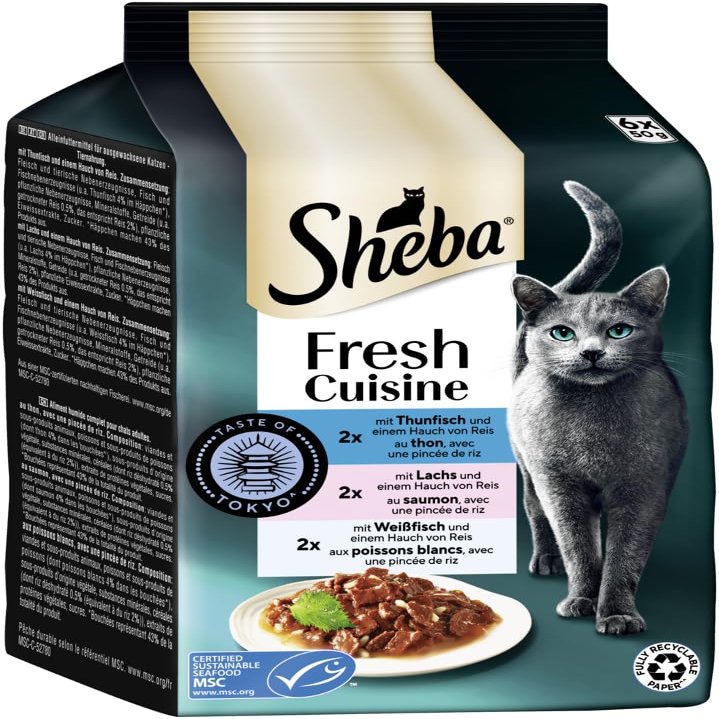 SHEBA Fresh Cuisine Taste of Tokyo Multipack with Tuna and Salmon MSC 6 x 50g