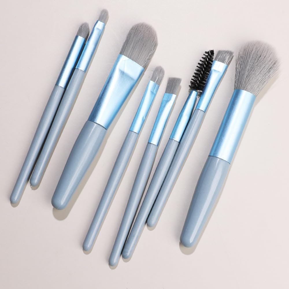 Namzi 8-Piece Makeup Brush Set, High-Quality Synthetic Foundation, Powder, Concealer, Eyeshadow, Blush Brushes, Blue