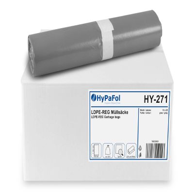 Hypafol 120 L Garbage Bags, Gray | 250 Bags, Durable & Tear-Resistant