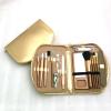AYCDL Gold PU Case 18-Piece Nail Clipper and Makeup Brush Set view 3