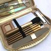 AYCDL Gold PU Case 18-Piece Nail Clipper and Makeup Brush Set view 4