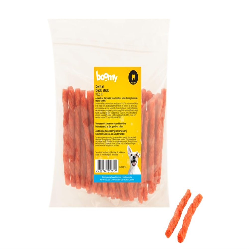 Boomy Dog Dental Chew Sticks, 2 x 300 g, 12 cm, Duck