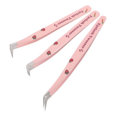SOESFOUFU 3-Piece Stainless Steel Eyelash Extension Tweezers