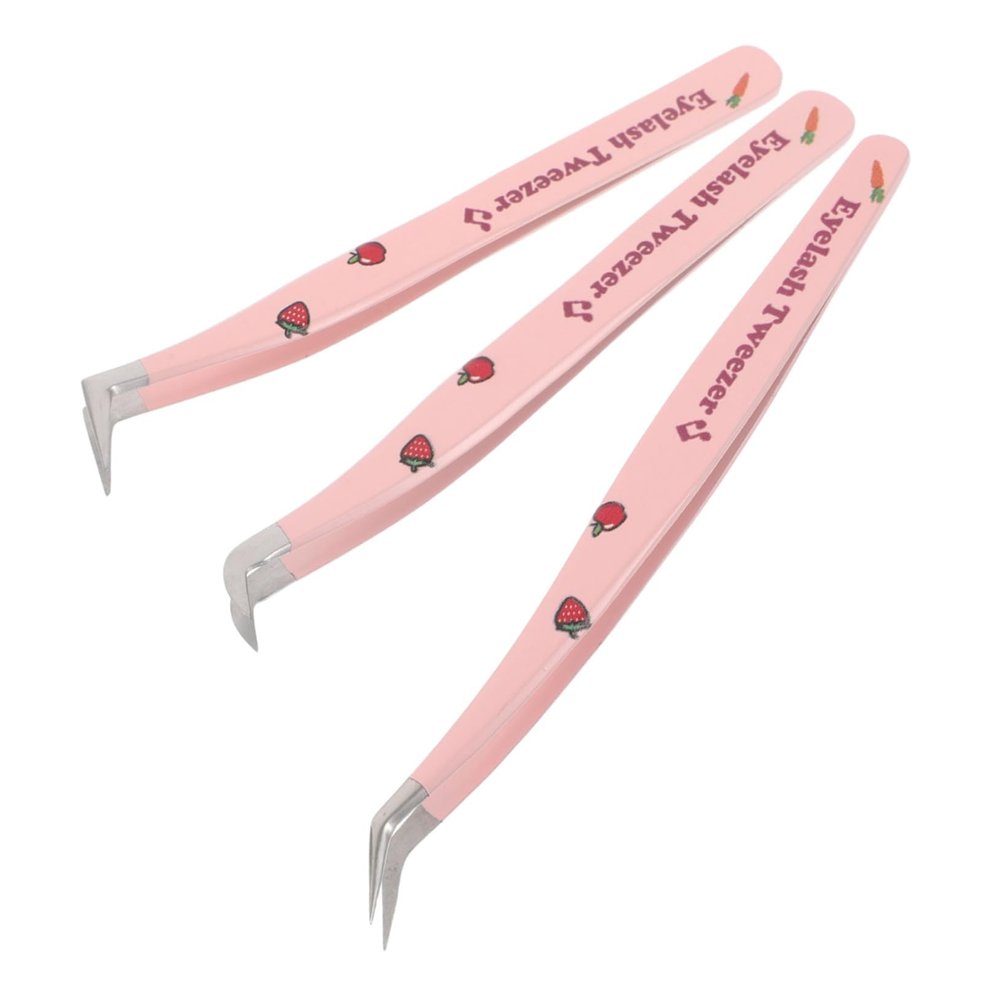 SOESFOUFU 3-Piece Stainless Steel Eyelash Extension Tweezers