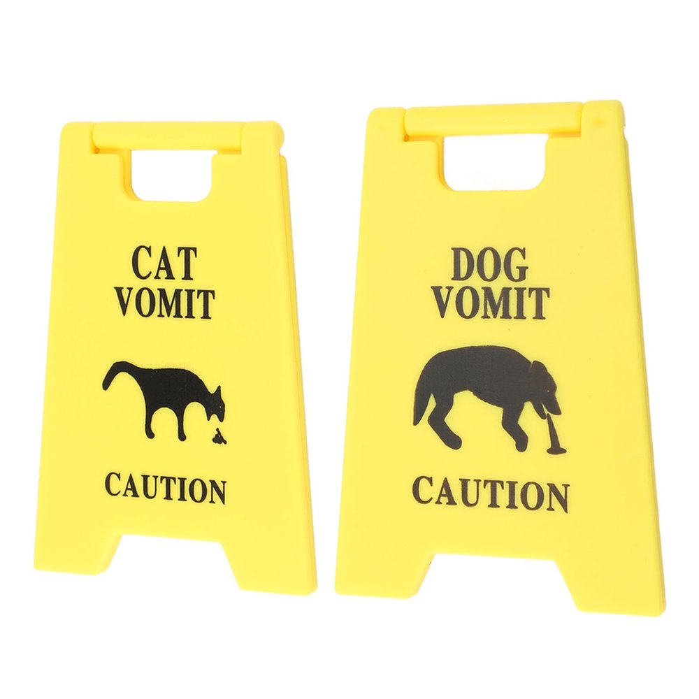 2 Pack Cat and Dog Vomit Warning Sign