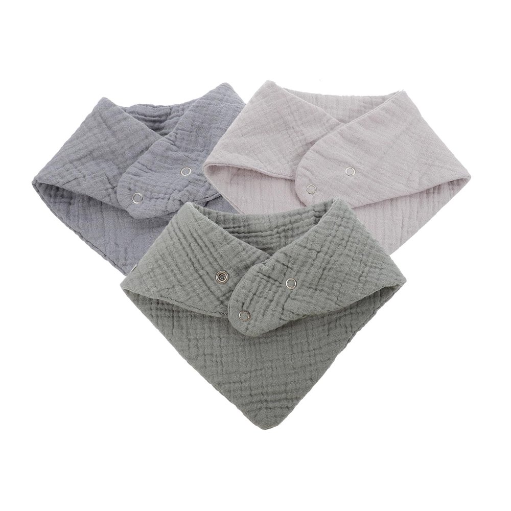 SECFOU 3-Piece Adjustable Cotton Bandana Bibs, Absorbent Triangle Bibs, Pastel Green