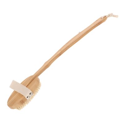 SKISUNO Back Scrubber with Long Bamboo Handle and Firm Bristles