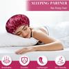 Flintronic 2PCS Satin Silk Sleep Caps, Adjustable Hair Bonnets, Black + Burgundy view 4