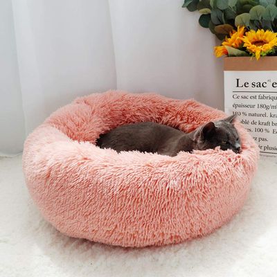 SJHDHDA Warm Fleece Dog & Cat Bed, Pink, 80 cm