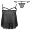 Freebily Men's Sissy Lace Babydoll Nightgown and G-String Set, Black, XL view 2