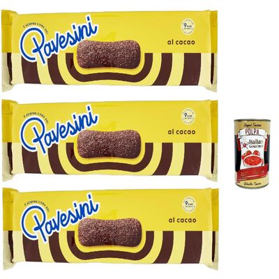 Italian Gourmet Pavesini al Cacao Light Cocoa Cookies 3 x 200 g